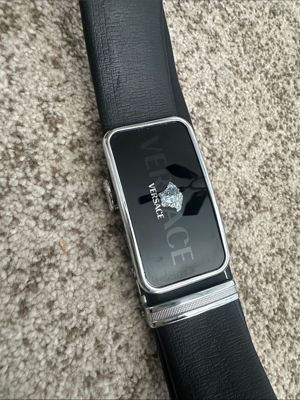 Versace Rectangular Automatic Plate Buckle Leather Belt 44